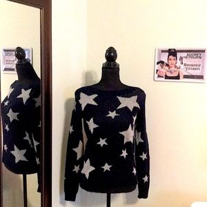 Marled Navy Sweater with stars ✨ EUC